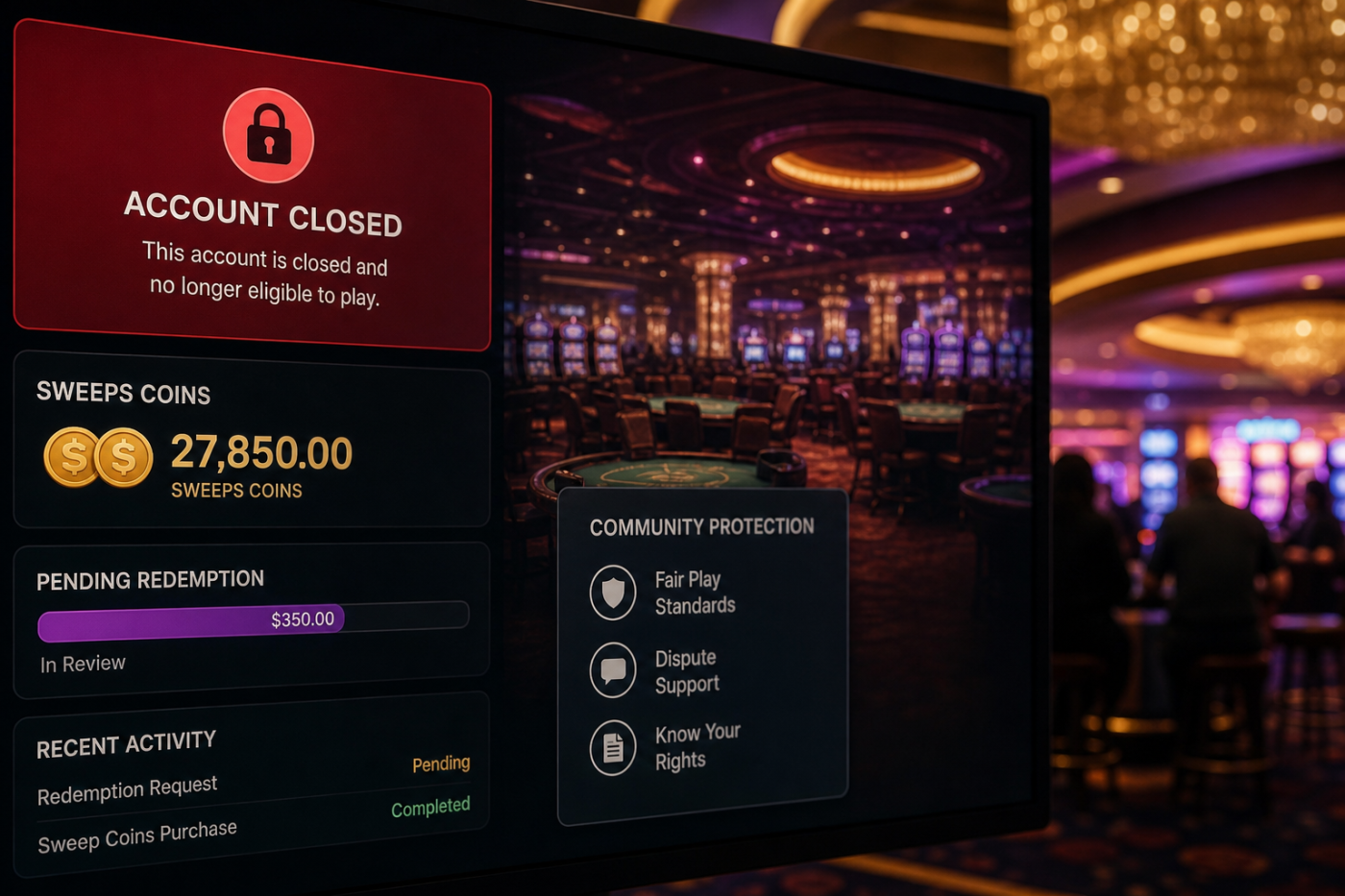 Sweeps Casino Closed My Account and Kept My Balance: What Now?