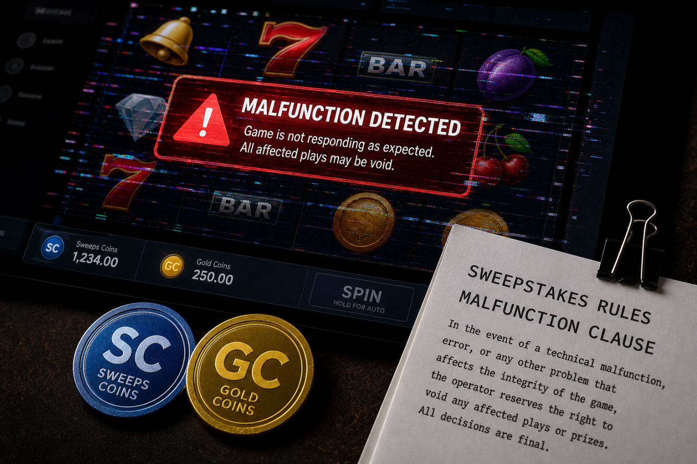 Sweeps Casino Glitches: The Malfunction Clause Explained