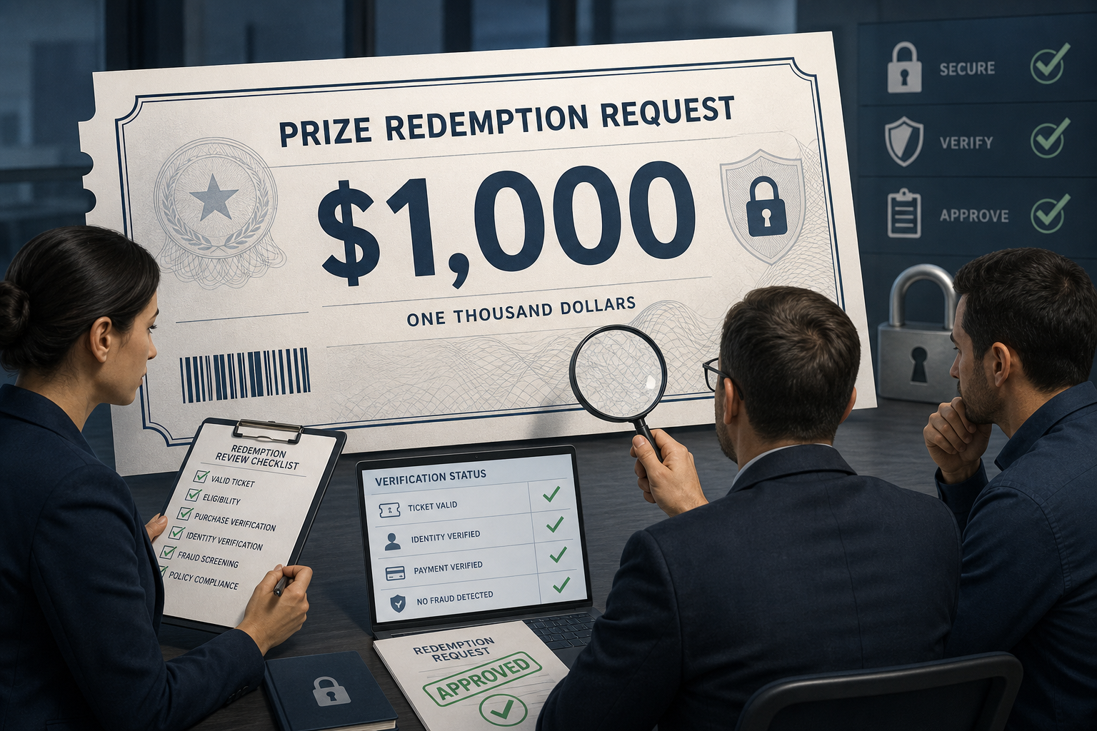 Manual redemption review checklist for sweepstakes casino prizes