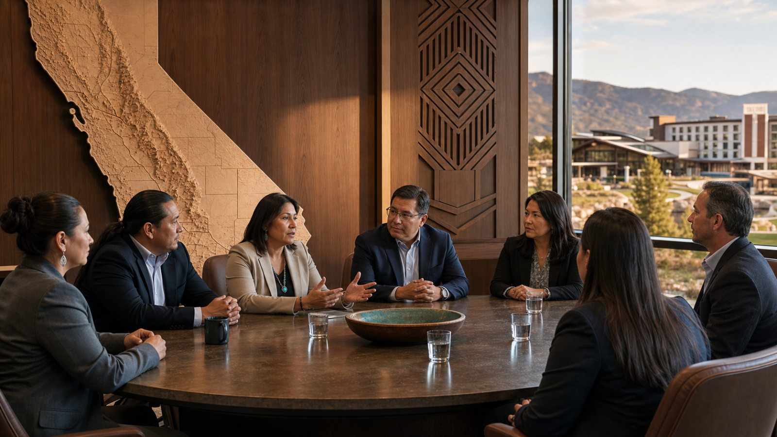 Tribal gaming leaders discussing regulation and economic impact in California